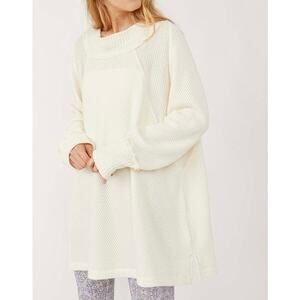 FREE PEOPLE A Keeper Thermal Knit Long Sleeve Cream Ivory Small S